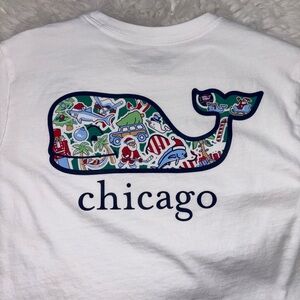 Vineyard Vines Boys Youth Large White CHICAGO Christmas Long Sleeve T-Shirt